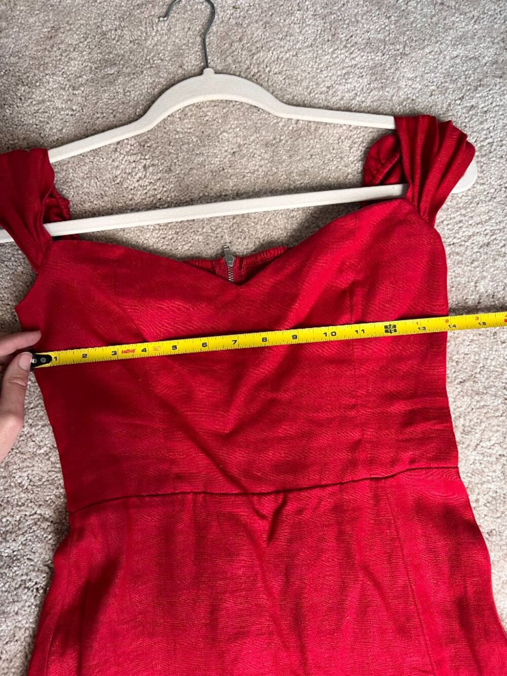 Reformation Bridgton Red Linen Off-Shoulder Midi Dress Sz 2 - Picture 10 of 11